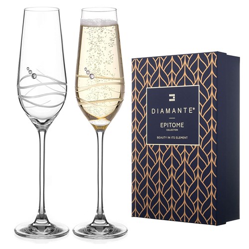 Diamante Venezia Champagne Flutes Adorned with Swarovski® Crystals – Set of 2